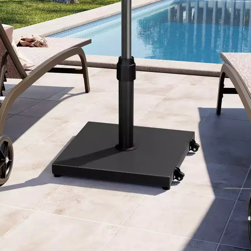 Pied de parasol de 20 kg avec roulettes, en béton, verrouillage par rotation pour parasol de marché