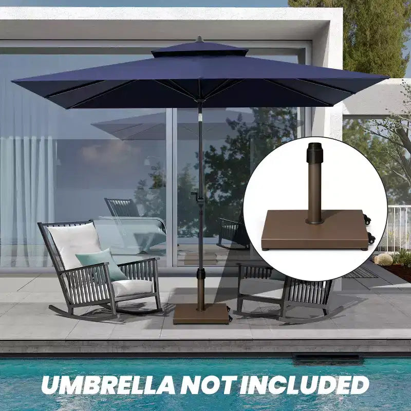 Pied de parasol de 20 kg avec roulettes, en béton, verrouillage par rotation pour parasol de marché