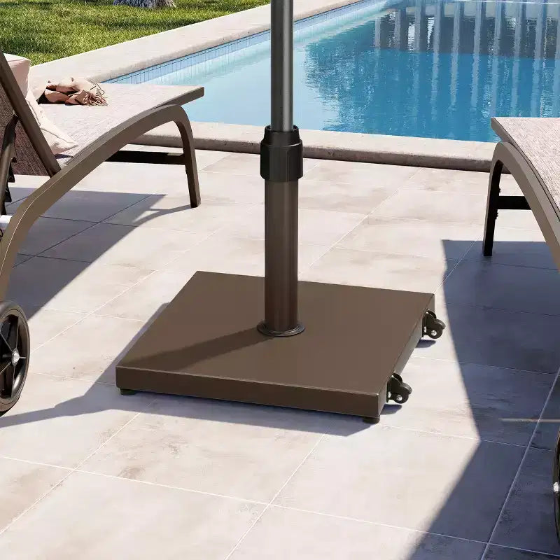 Pied de parasol de 20 kg avec roulettes, en béton, verrouillage par rotation pour parasol de marché