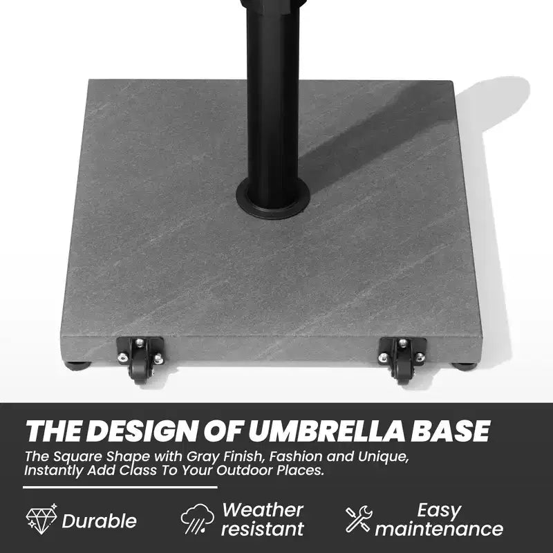 Pied de parasol de 20 kg avec roulettes, en béton, verrouillage par rotation pour parasol de marché