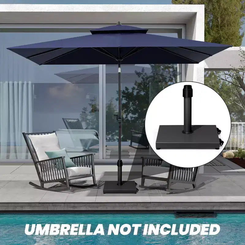 Pied de parasol de 20 kg avec roulettes, en béton, verrouillage par rotation pour parasol de marché
