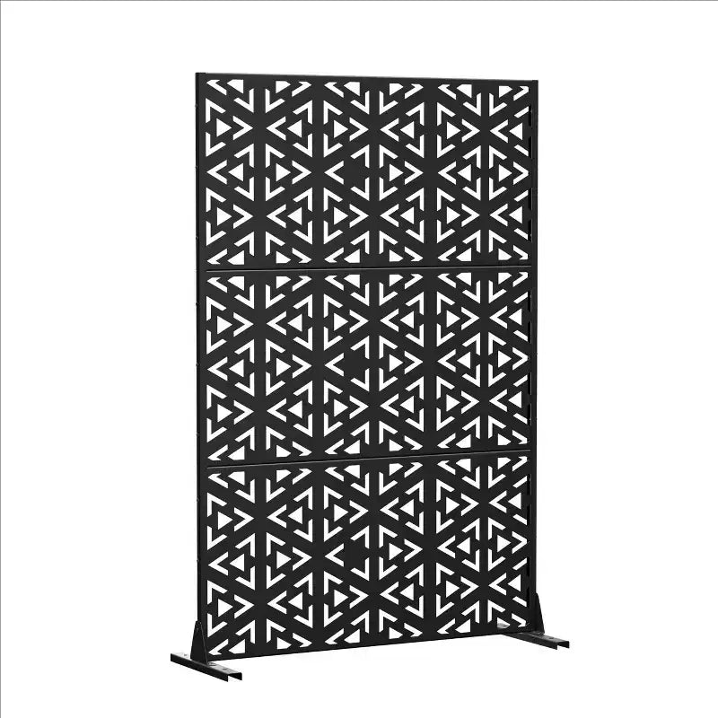 72 po H x 47 po L Clôture de jardin extérieure en métal avec motif triangulaire et applique murale