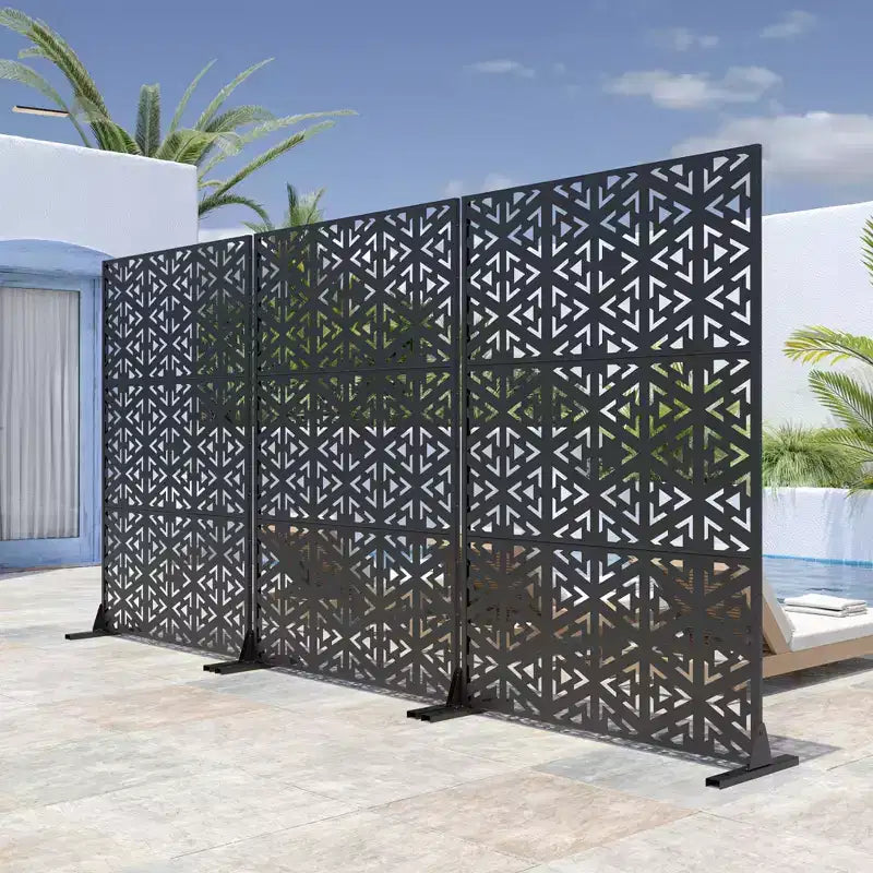 72 po H x 47 po L Clôture de jardin extérieure en métal avec motif triangulaire et applique murale