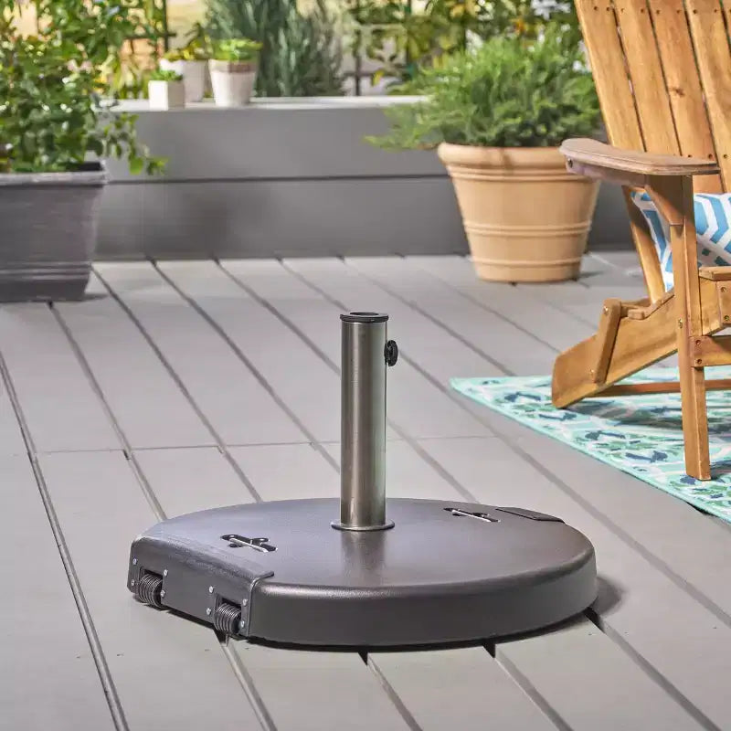 Pied de parasol circulaire d'extérieur en béton de 54 kg, noir mat