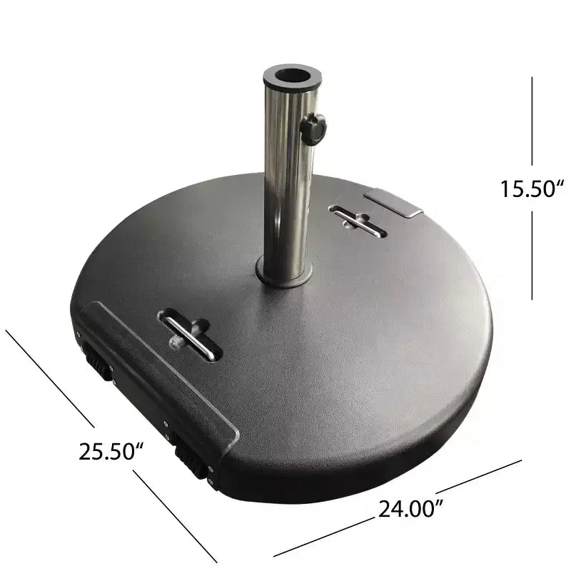 Pied de parasol circulaire d'extérieur en béton de 54 kg, noir mat