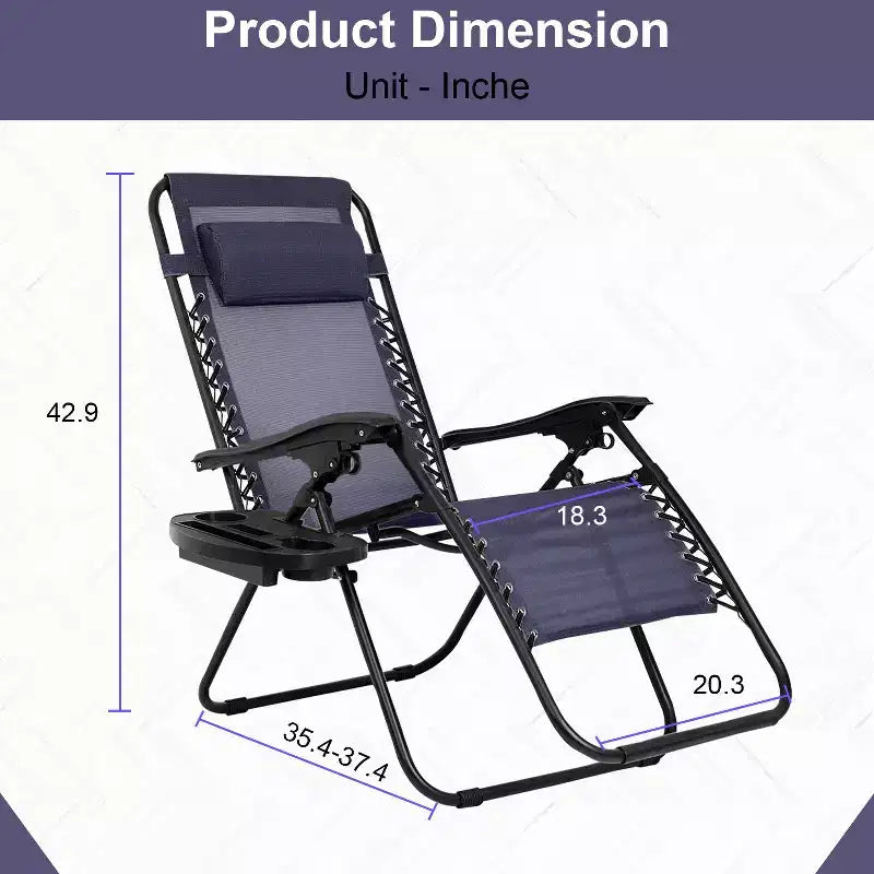 Chaise longue de patio pliante Zéro Gravité avec porte-gobelet