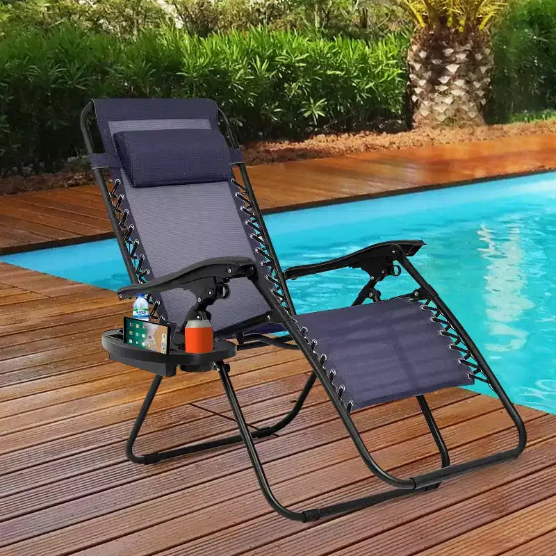 Chaise longue de patio pliante Zéro Gravité avec porte-gobelet