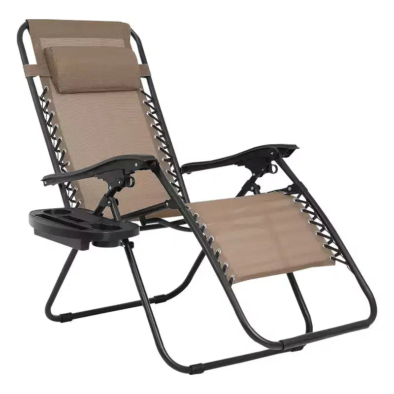 Chaise longue de patio pliante Zéro Gravité avec porte-gobelet