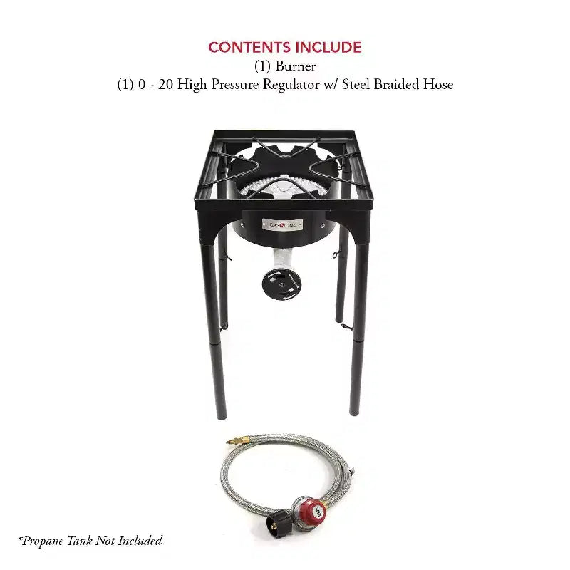 Réchaud à propane à brûleur unique pour l'extérieur avec hauteur réglable Régulateur haute pression et tuyau 0-20PSI Parfait pour la préparation du sirop d'érable Noir