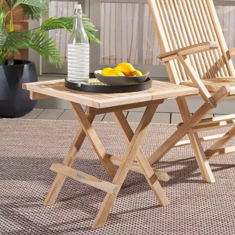 Table carrée pliante en teck - Intérieur/Extérieur Naturel