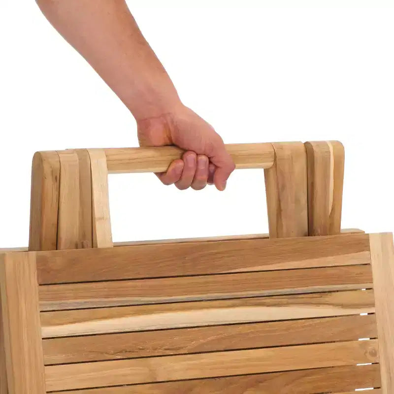 Table carrée pliante en teck - Intérieur/Extérieur Naturel