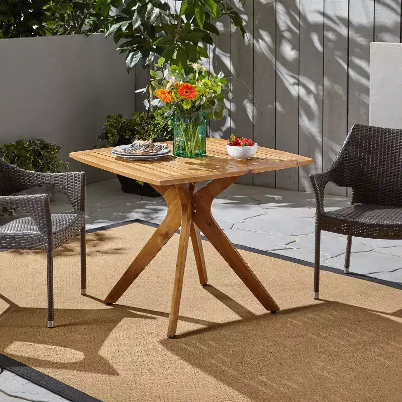 Table à manger d'extérieur en bois d'acacia, Teck