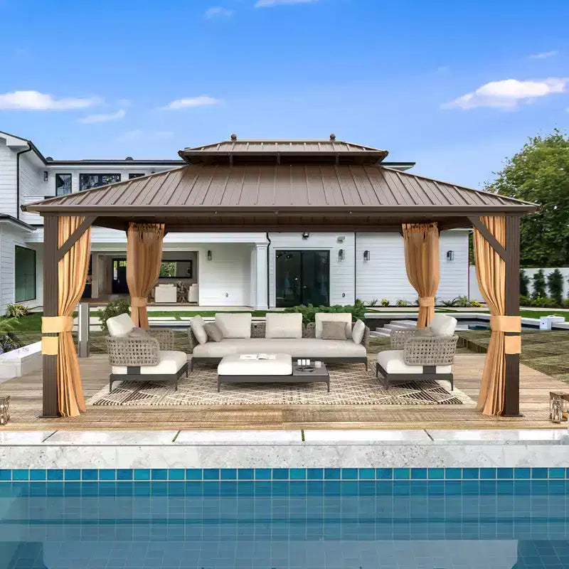 EROMMY 12 Ft. W x 16 Ft. D Metal Patio Gazebo