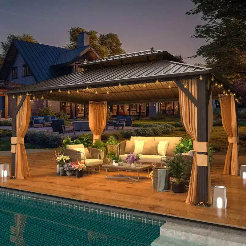 Gazebo de patio en métal de 12 pi L x 16 pi P