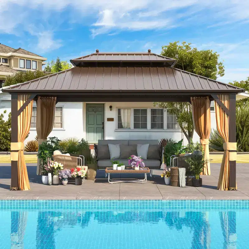 Gazebo de patio en métal de 12 pi L x 16 pi P