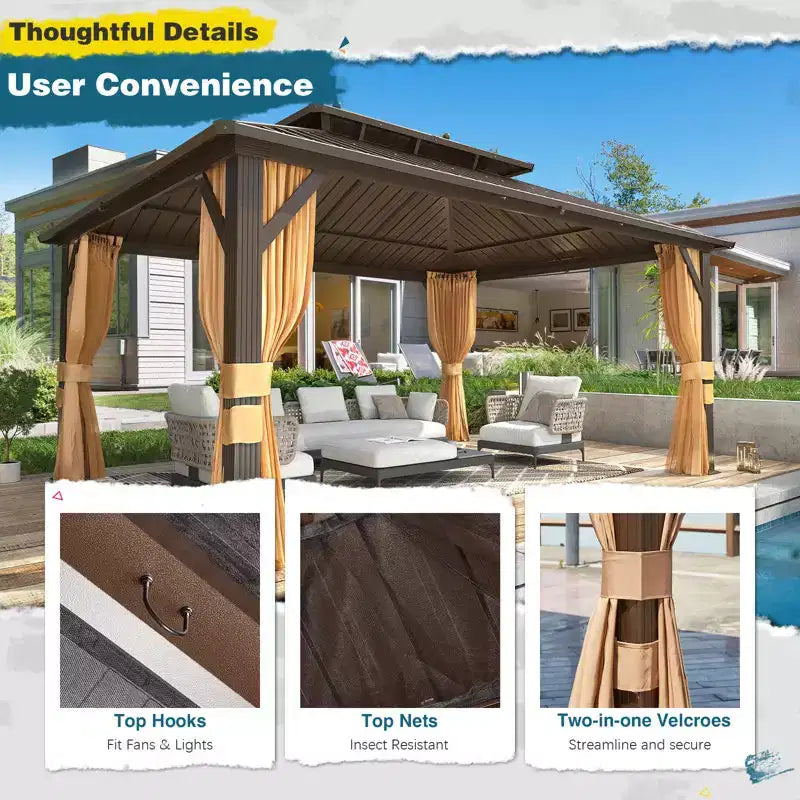 Gazebo de patio en métal de 12 pi L x 16 pi P