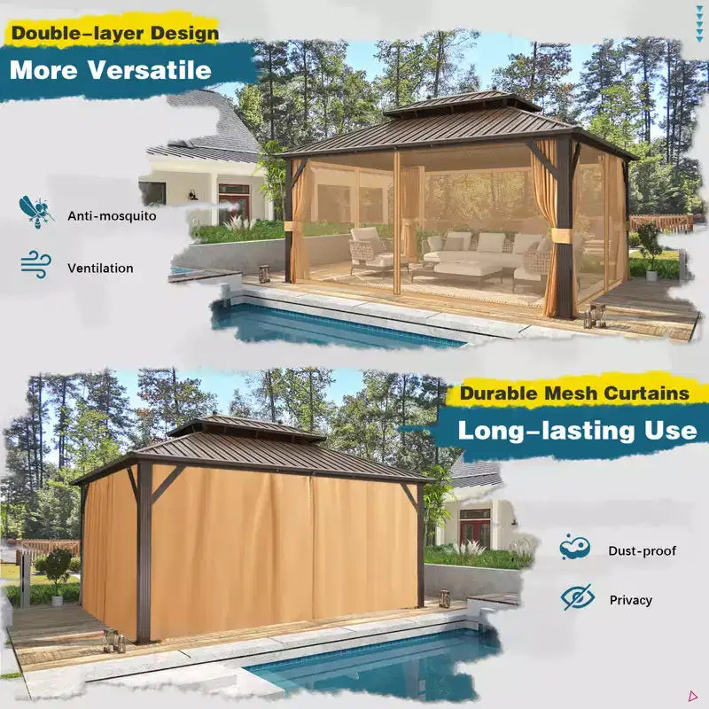 Gazebo de patio en métal de 12 pi L x 16 pi P