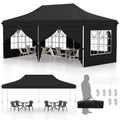 Costway 10 x 20FT Pop up Canopy Outdoor Canopy Tent with 6 Sidewalls Carrying Bag Blue/Black/Gray/White/Pink