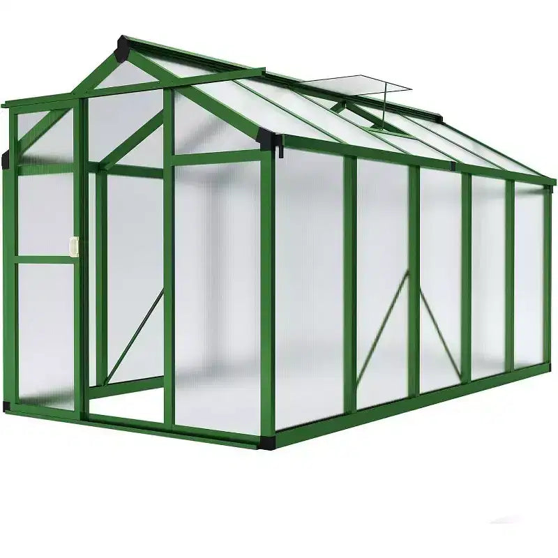 Serre d'extérieur, Serre en polycarbonate avec structure à montage rapide et lucarne de toit, Serres en aluminium résistantes pour jardin, pelouse