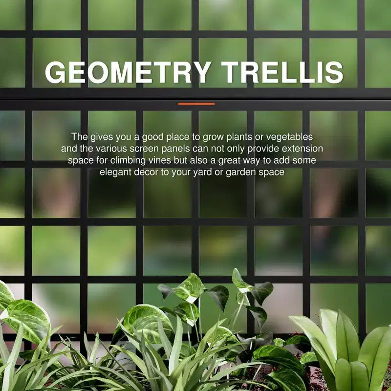 Jardinière murale rectangulaire en métal noir avec treillis pour plantes grimpantes, 183 cm (H) x 89 cm (L)