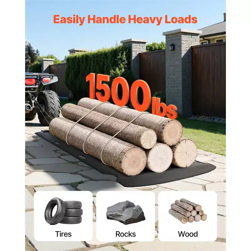 Traîneau de halage, 90 x 46 po, traîneau utilitaire robuste de 1500 lb, traîneau HDPE avec cordes et câbles de traction, transporteur de gibier pour utilisation manuelle et véhicule, noir