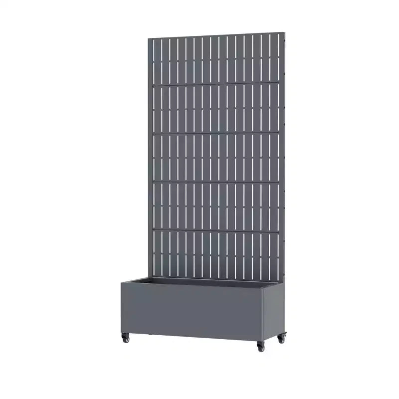 Jardinière d'extérieur rectangulaire en métal gris de 72 x 35 pouces avec cadre d'escalade