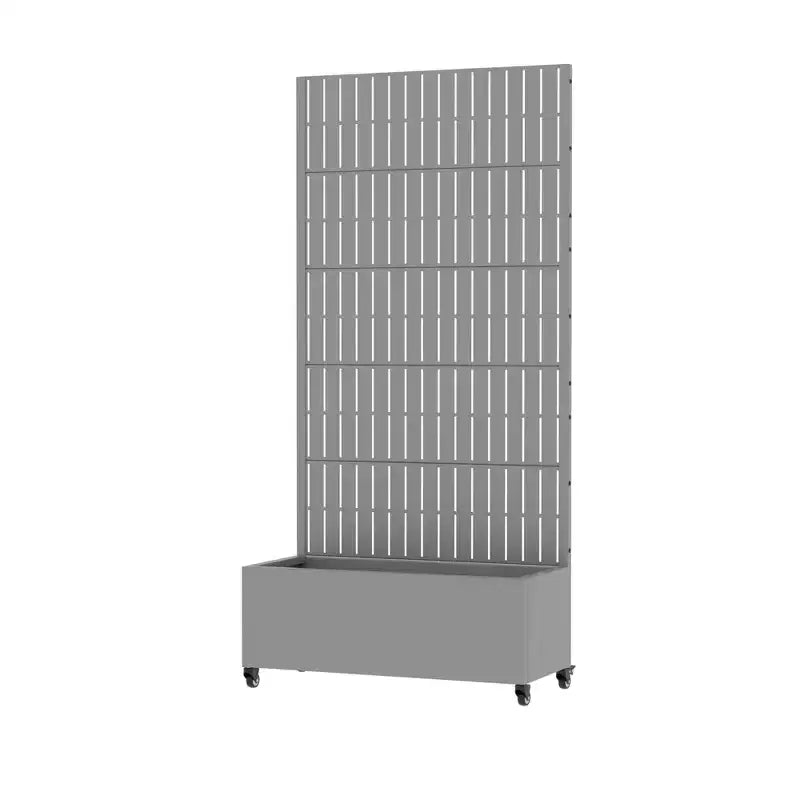 Jardinière d'extérieur rectangulaire en métal gris de 72 x 35 pouces avec cadre d'escalade