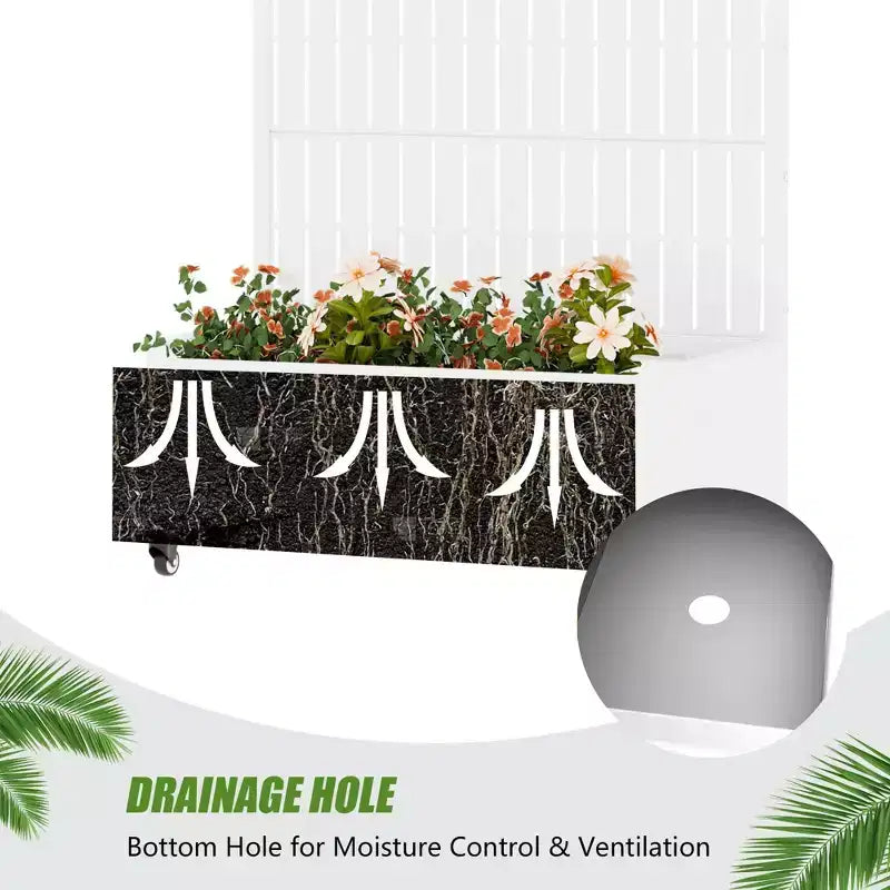 Jardinière d'extérieur rectangulaire en métal gris de 72 x 35 pouces avec cadre d'escalade