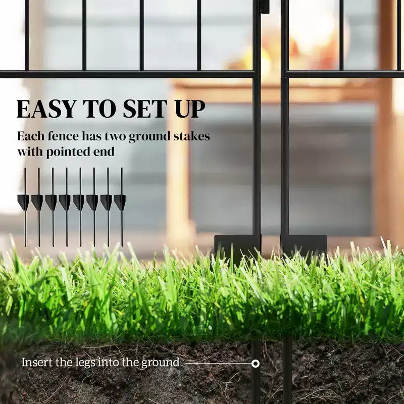 Clôture de Jardin, Lot de 4 Panneaux de Clôture en Acier, 3,5 m L x 1,1 m H, Bordure Décorative Résistante à la Rouille pour Jardin, Aménagement Paysager, Patio, Vignes Carrées