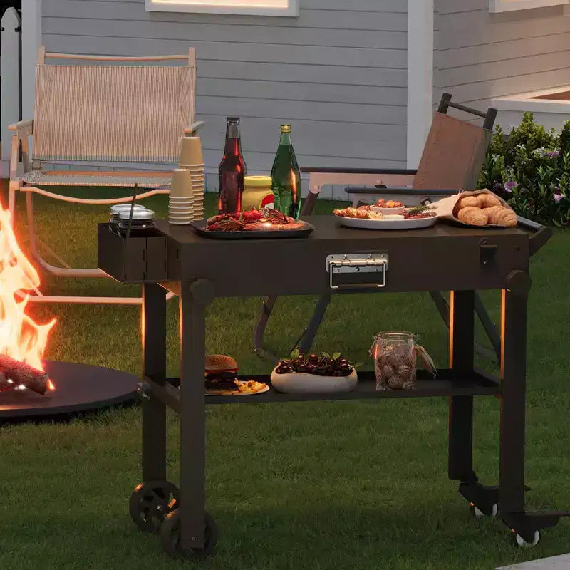 Outdoor Grill Cart, 440 LBS Outdoor Grill Table, 31x17 in Blackstone Griddle Stand, Portable Folding Cart with Wheels