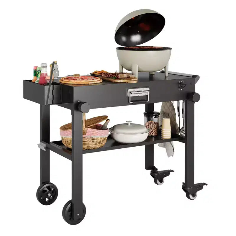 Chariot de desserte pour barbecue d'extérieur, Table de barbecue d'extérieur 440 LBS, Support de plancha 31x17 po, Chariot pliant portable avec roues