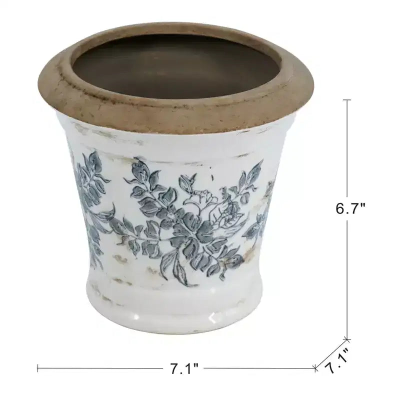 Lot de 2 jardinières florales en céramique de style européen vintage pour dessus de table, étagère ou décoration intérieure, blanc et noir, 7.1*7.1*6.7