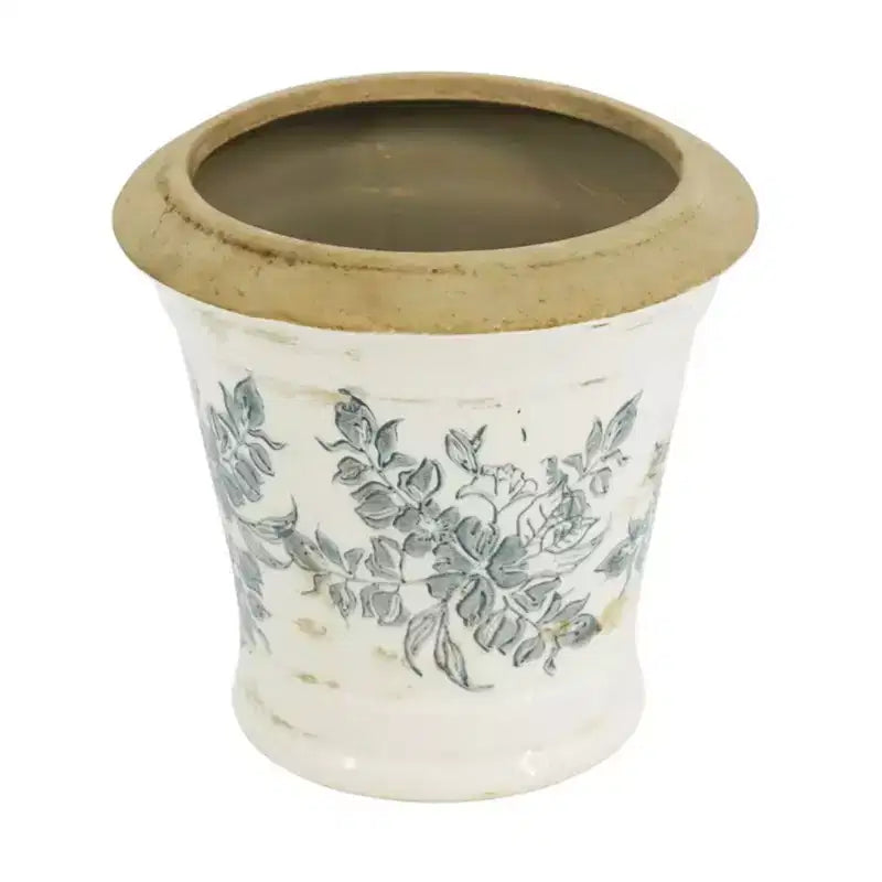 Lot de 2 jardinières florales en céramique de style européen vintage pour dessus de table, étagère ou décoration intérieure, blanc et noir, 7.1*7.1*6.7