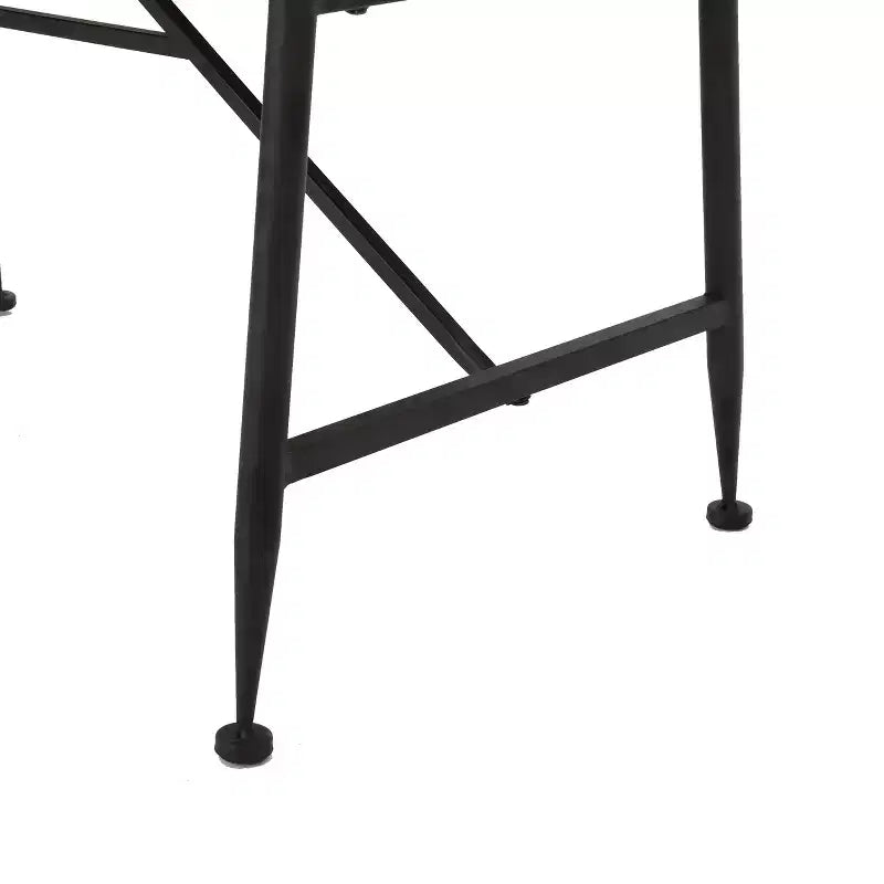 Table basse rectangulaire de patio moderne en bois d'acacia et fer avec pieds tubulaires inclinés