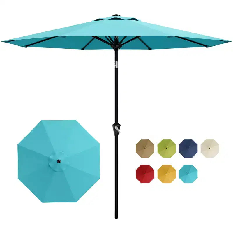 10FT Patio Umbrella - Outdoor Table Umbrella with Smooth Crank Lift, Push Button Tilt and 8 Sturdy Ribs, Protection Waterproof for Pool, Deck, Yard