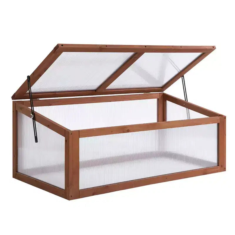Wooden Cold Frame Greenhouse, Mini Greenhouse with Polycarbonate Board and Solid Wood Frame,Cold Frame, Terrarium Planter Box,39 x 26 x 16