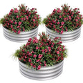 3 Pack Round Metal Raised Garden Beds, Galvanized Steel Bottomless Planters with Rubber Edge, Easy Assemble Outdoor Garden Beds