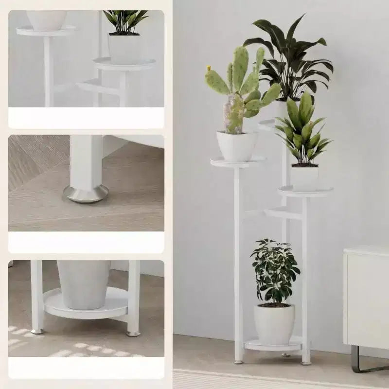 Étagère à plantes d'angle multicouche en métal, étagère à fleurs d'intérieur étagée de 80 x 120 cm avec pieds antidérapants