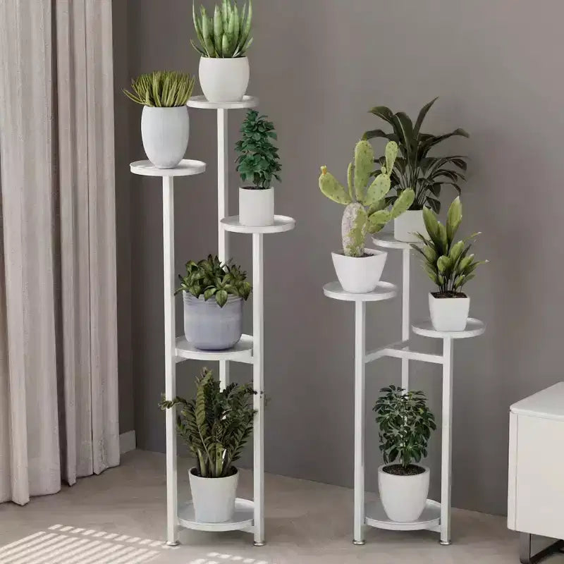 Étagère à plantes d'angle multicouche en métal, étagère à fleurs d'intérieur étagée de 80 x 120 cm avec pieds antidérapants