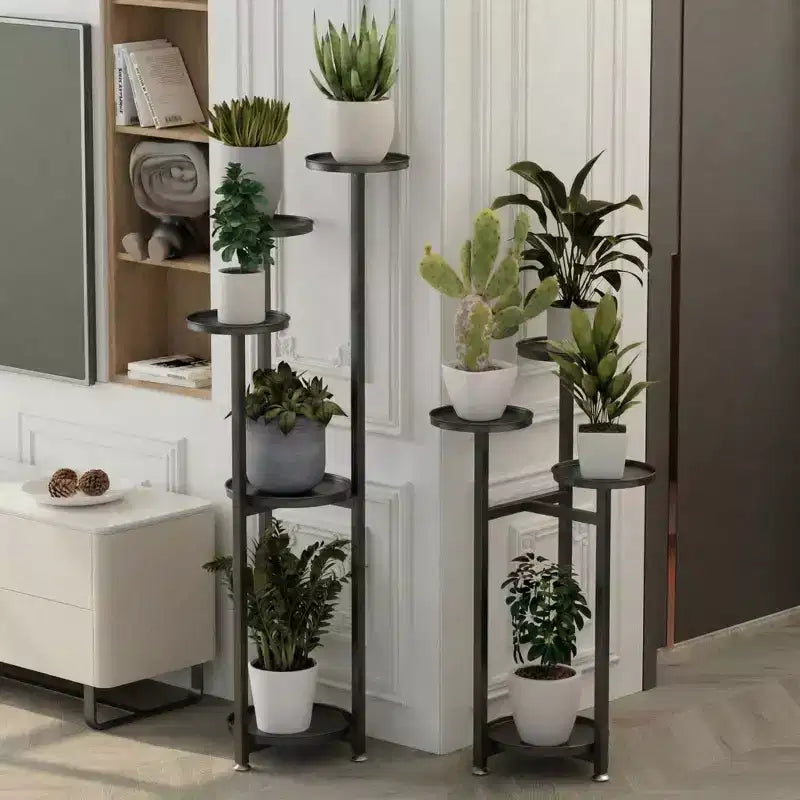 Étagère à plantes d'angle multicouche en métal, étagère à fleurs d'intérieur étagée de 80 x 120 cm avec pieds antidérapants
