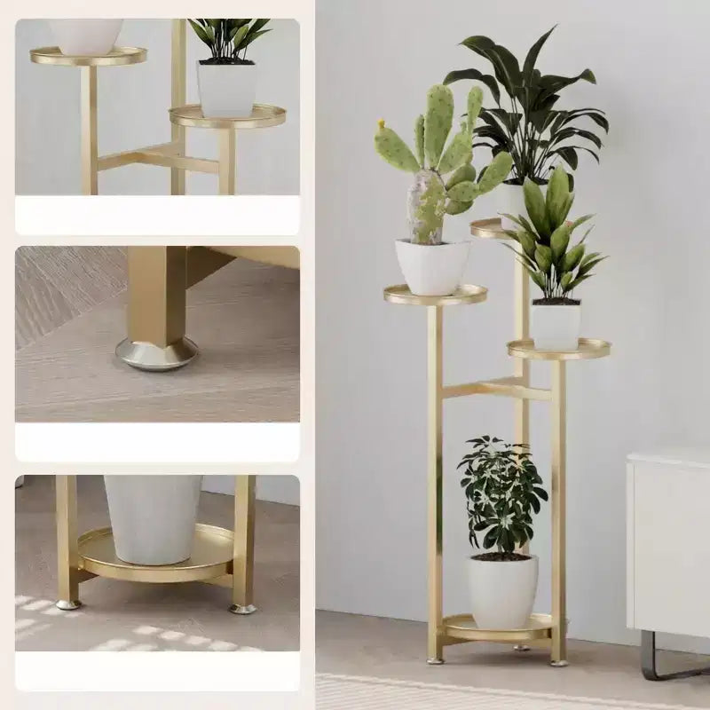 Étagère à plantes d'angle multicouche en métal, étagère à fleurs d'intérieur étagée de 80 x 120 cm avec pieds antidérapants