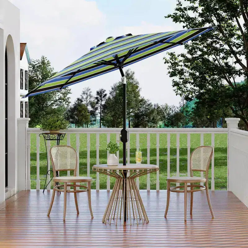 Parasol de terrasse de 2,74 m - Parasol de table d'extérieur avec 8 baleines robustes, manivelle et bouton d'inclinaison - Parasol droit pour piscine, terrasse, cour, jardin