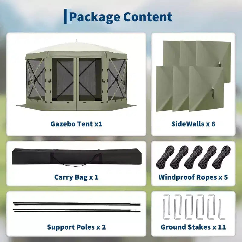 Tonnelle Pop Up 6 Côtés 3,96x3,96m, Grandes Tonnelles en Promotion avec Parois Latérales, Tonnelle Moustiquaire, Carpas para Patio, Abris Moustiquaires Portables