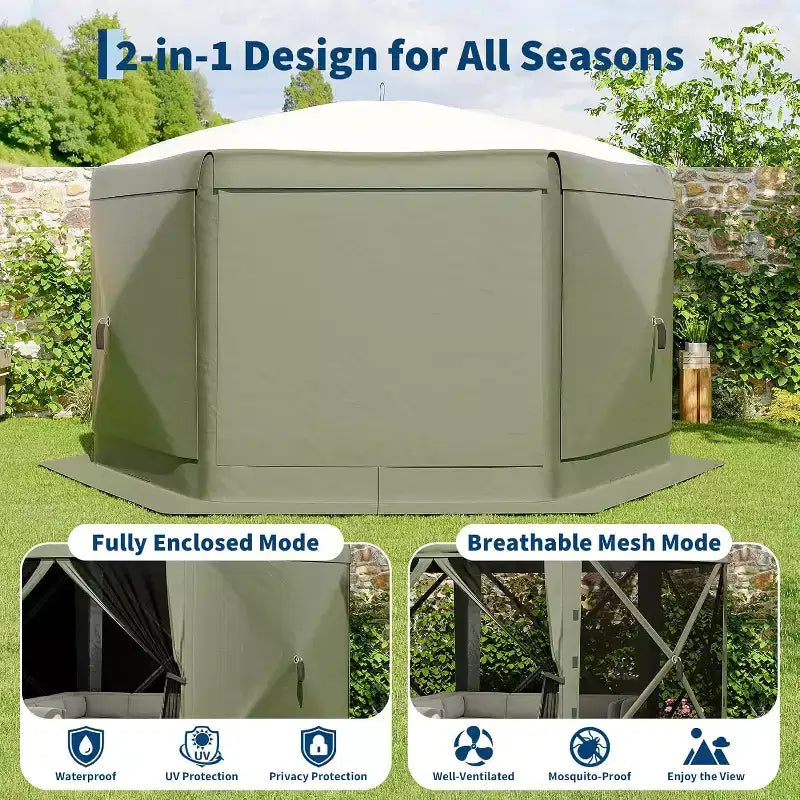 Tonnelle Pop Up 6 Côtés 3,96x3,96m, Grandes Tonnelles en Promotion avec Parois Latérales, Tonnelle Moustiquaire, Carpas para Patio, Abris Moustiquaires Portables
