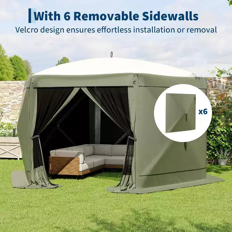Tonnelle Pop Up 6 Côtés 3,96x3,96m, Grandes Tonnelles en Promotion avec Parois Latérales, Tonnelle Moustiquaire, Carpas para Patio, Abris Moustiquaires Portables