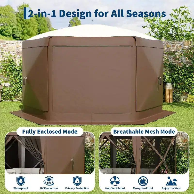 Tonnelle Pop Up 6 Côtés 3,96x3,96m, Grandes Tonnelles en Promotion avec Parois Latérales, Tonnelle Moustiquaire, Carpas para Patio, Abris Moustiquaires Portables