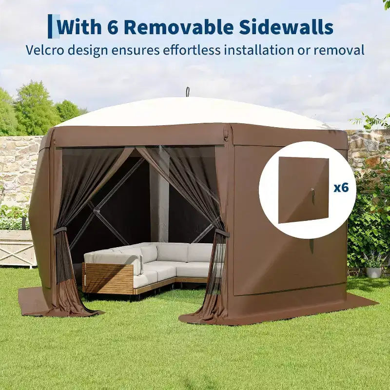 Tonnelle Pop Up 6 Côtés 3,96x3,96m, Grandes Tonnelles en Promotion avec Parois Latérales, Tonnelle Moustiquaire, Carpas para Patio, Abris Moustiquaires Portables