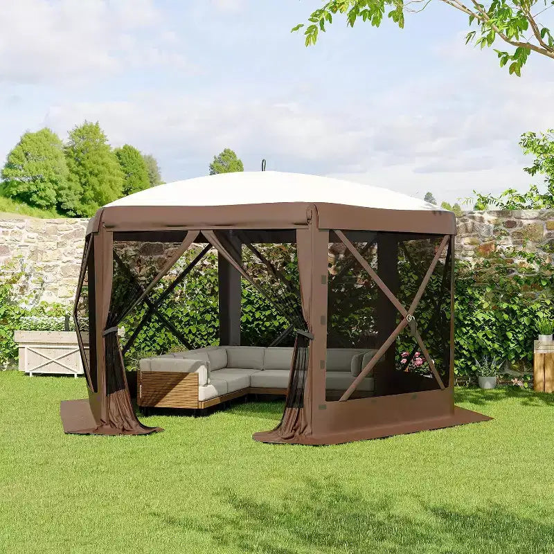 Tonnelle Pop Up 6 Côtés 3,96x3,96m, Grandes Tonnelles en Promotion avec Parois Latérales, Tonnelle Moustiquaire, Carpas para Patio, Abris Moustiquaires Portables
