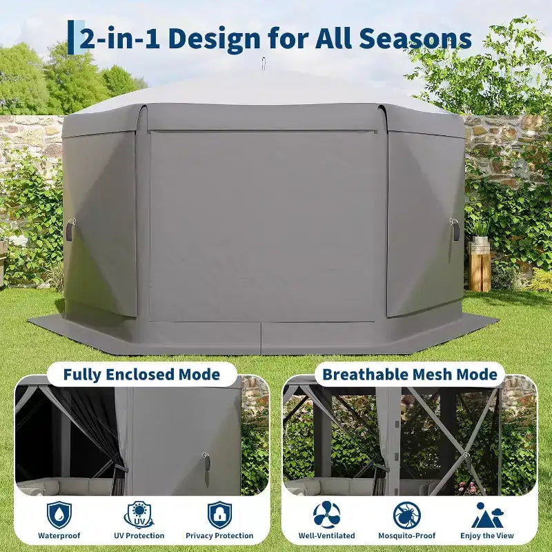 Tonnelle Pop Up 6 Côtés 3,96x3,96m, Grandes Tonnelles en Promotion avec Parois Latérales, Tonnelle Moustiquaire, Carpas para Patio, Abris Moustiquaires Portables