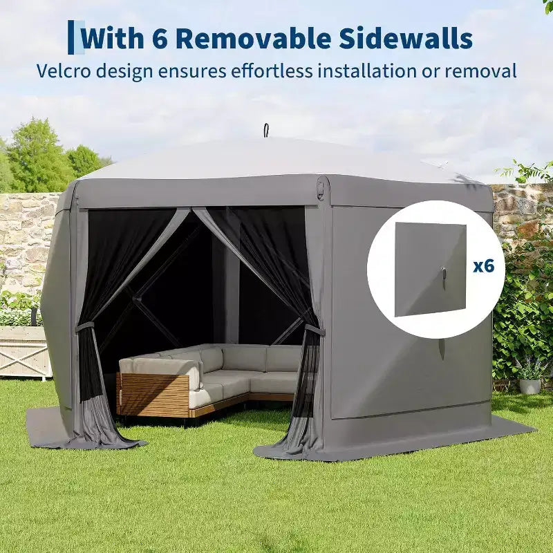 Tonnelle Pop Up 6 Côtés 3,96x3,96m, Grandes Tonnelles en Promotion avec Parois Latérales, Tonnelle Moustiquaire, Carpas para Patio, Abris Moustiquaires Portables